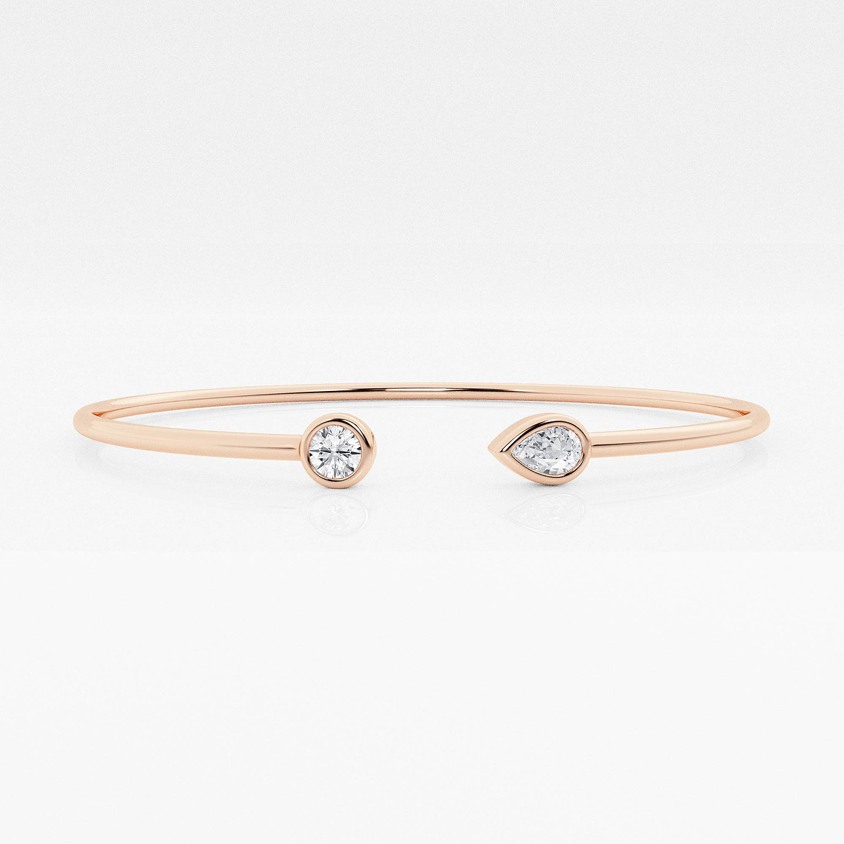 1/2 ctw Round and Pear Lab Grown Diamond Open Bangle Bracelet - 7 Inches