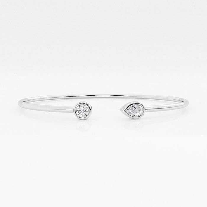 Open Round and Pear Bangle Bracelet