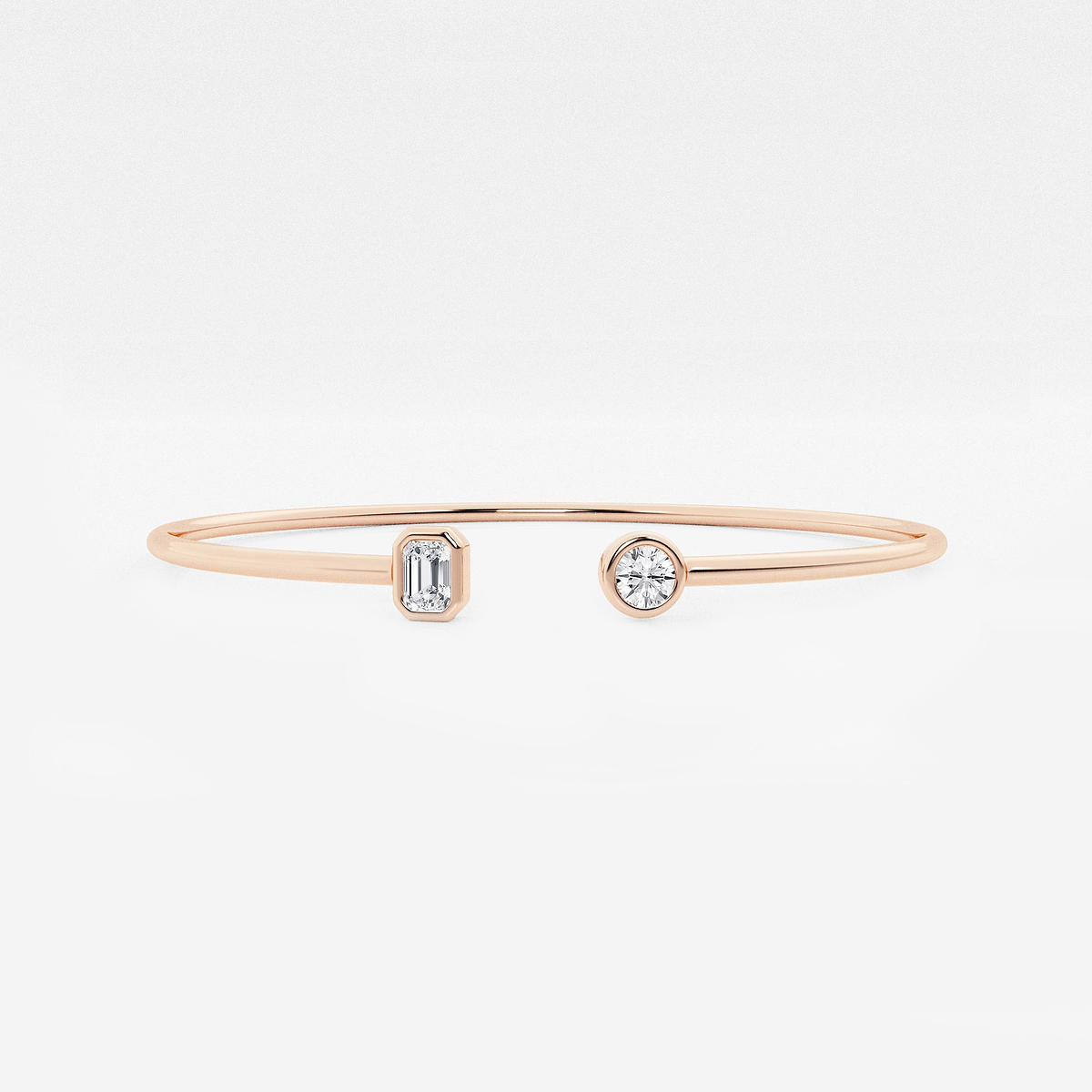 1/2 ctw Round and Emerald Lab Grown Diamond Open Bangle Bracelet - 7 Inches