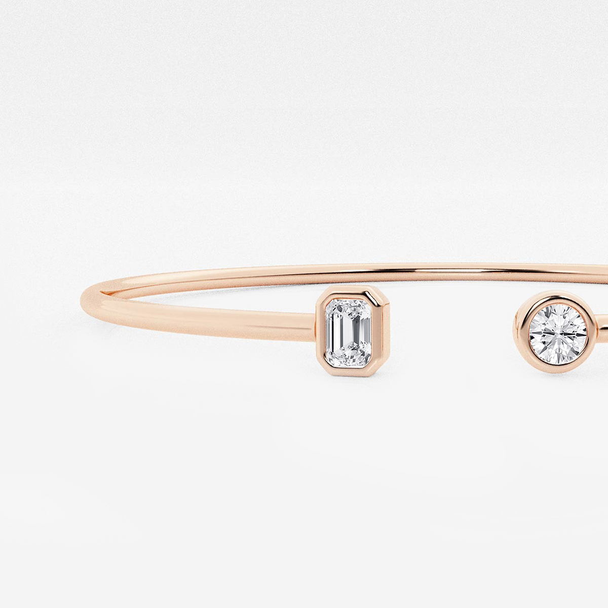 Additional Image 1 for  1/2 ctw Round and Emerald Lab Grown Diamond Open Bangle Bracelet - 7 Inches
