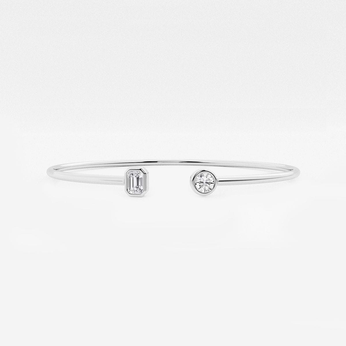 1/2 ctw Round and Emerald Lab Grown Diamond Open Bangle Bracelet - 7 Inches