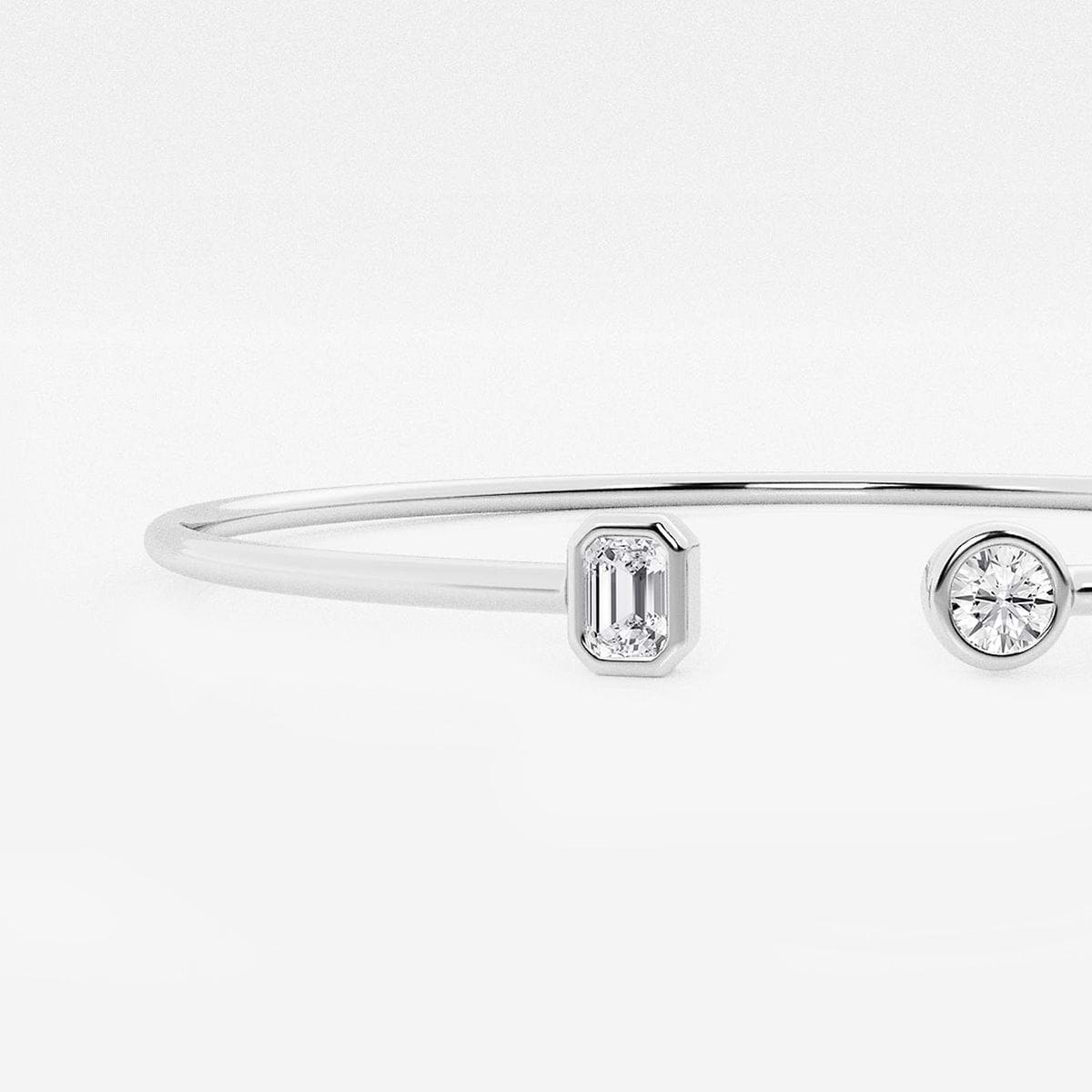 Additional Image 1 for  1/2 ctw Round and Emerald Lab Grown Diamond Open Bangle Bracelet - 7 Inches