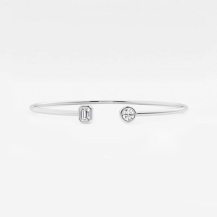 Open Round and Emerald Bangle Bracelet
