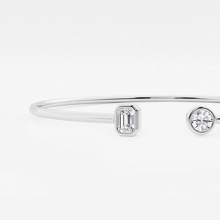 1/2 ctw Round and Emerald Lab Grown Diamond Open Bangle Bracelet - 7 Inches