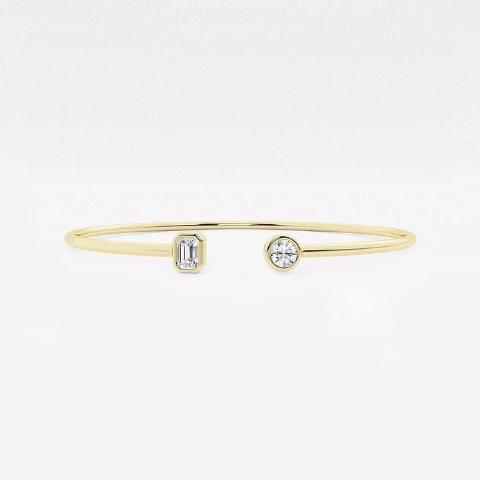 1/2 ctw Round and Emerald Lab Grown Diamond Open Bangle Bracelet - 7 Inches