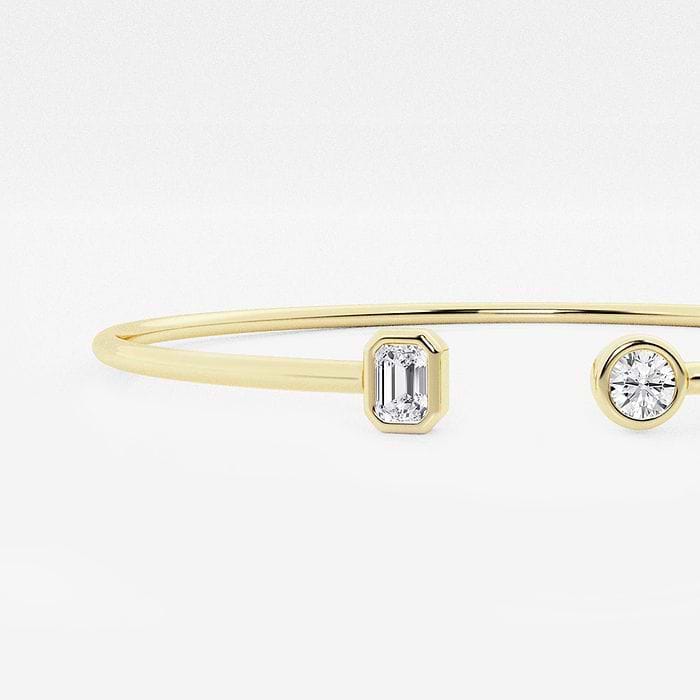 Open Round and Emerald Bangle Bracelet