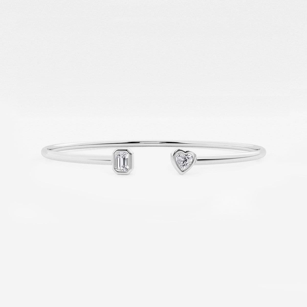 1/2 ctw Emerald and Heart Lab Grown Diamond Open Bangle Bracelet - 7 Inches