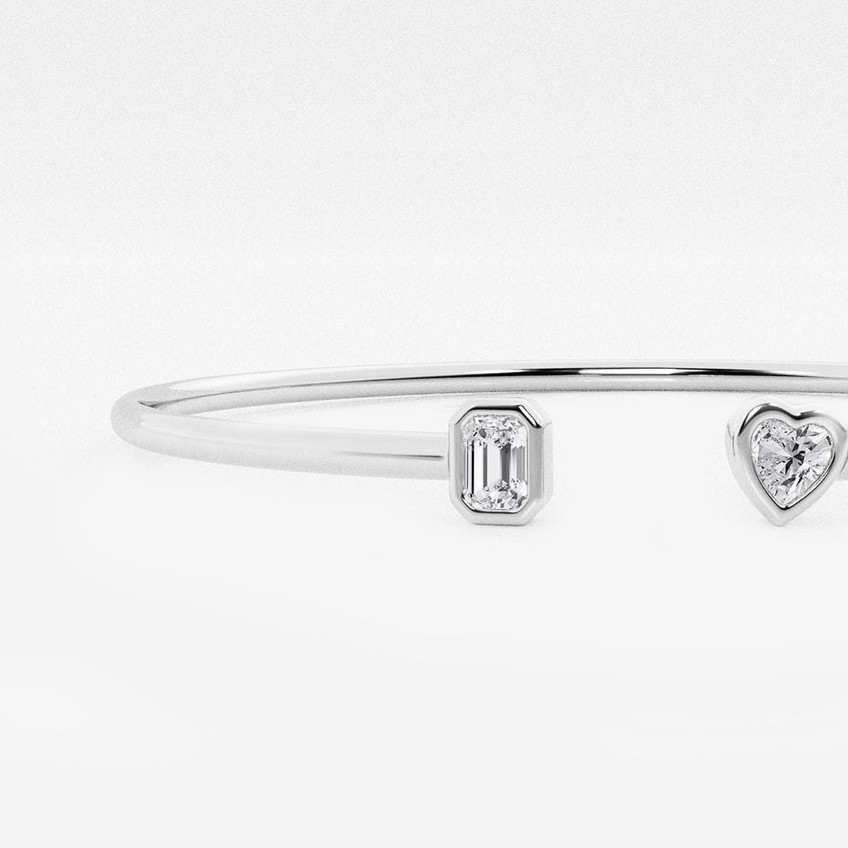 Additional Image 1 for  1/2 ctw Emerald and Heart Lab Grown Diamond Open Bangle Bracelet - 7 Inches