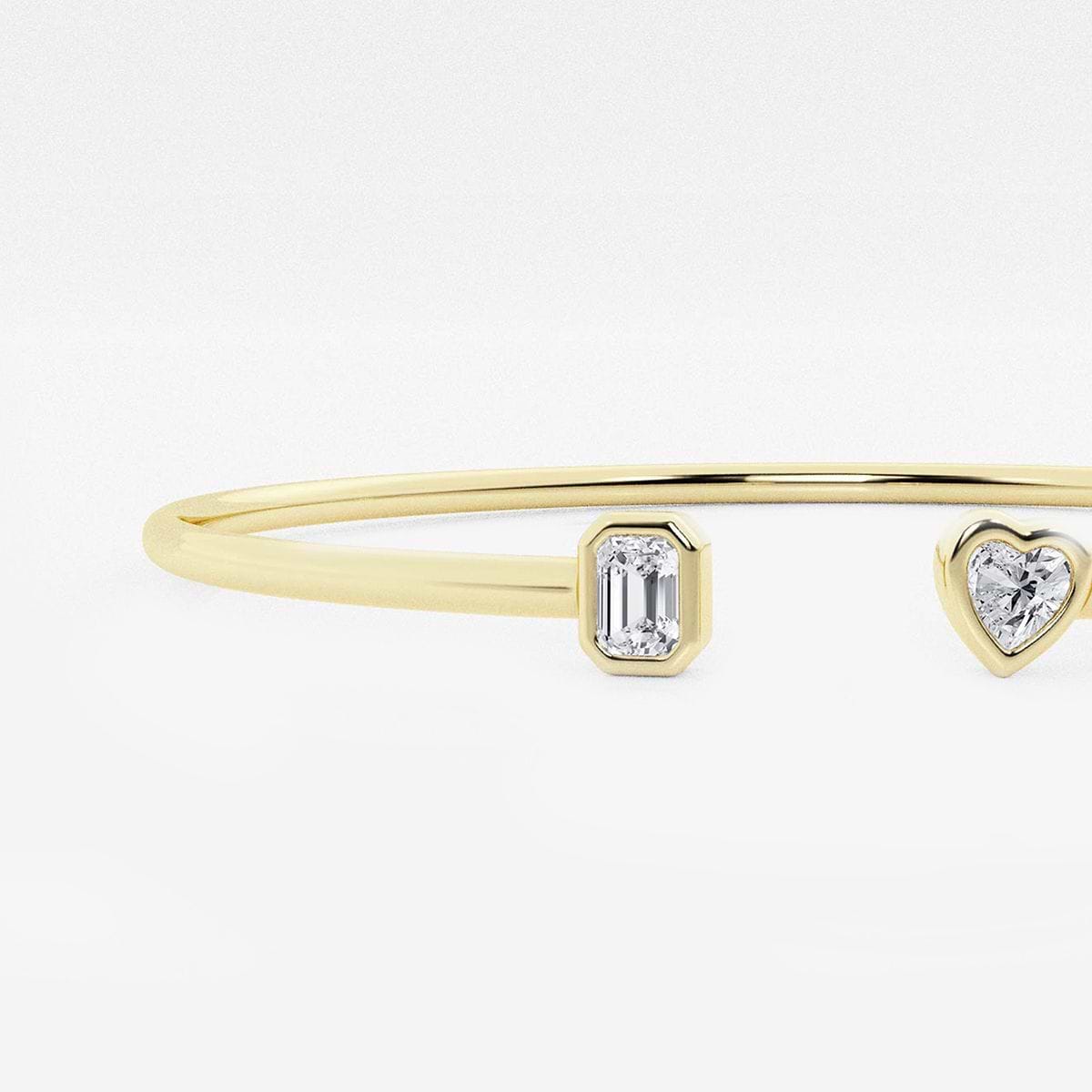 Additional Image 1 for  1/2 ctw Emerald and Heart Lab Grown Diamond Open Bangle Bracelet - 7 Inches