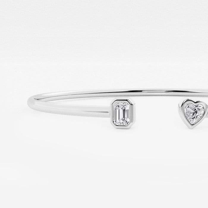 Open Emerald and Heart Bangle Bracelet