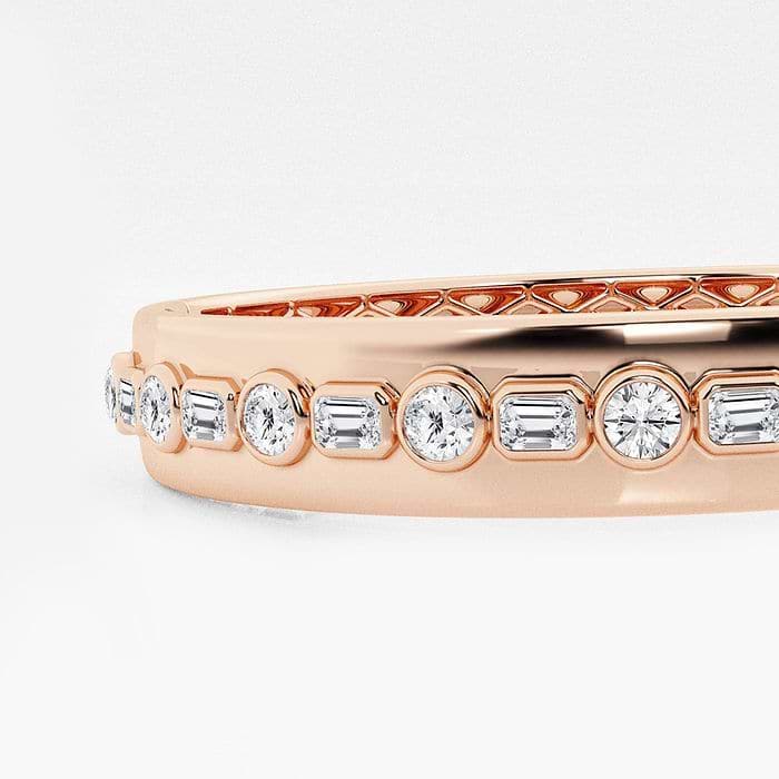 Round and Emerald Bangle Bracelet