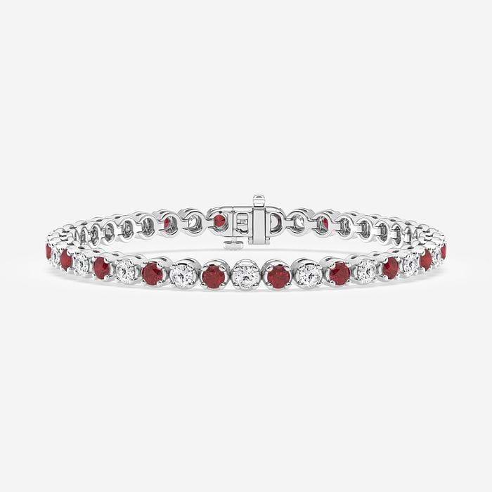 Round Cut Created Ruby Tennis Bracelet