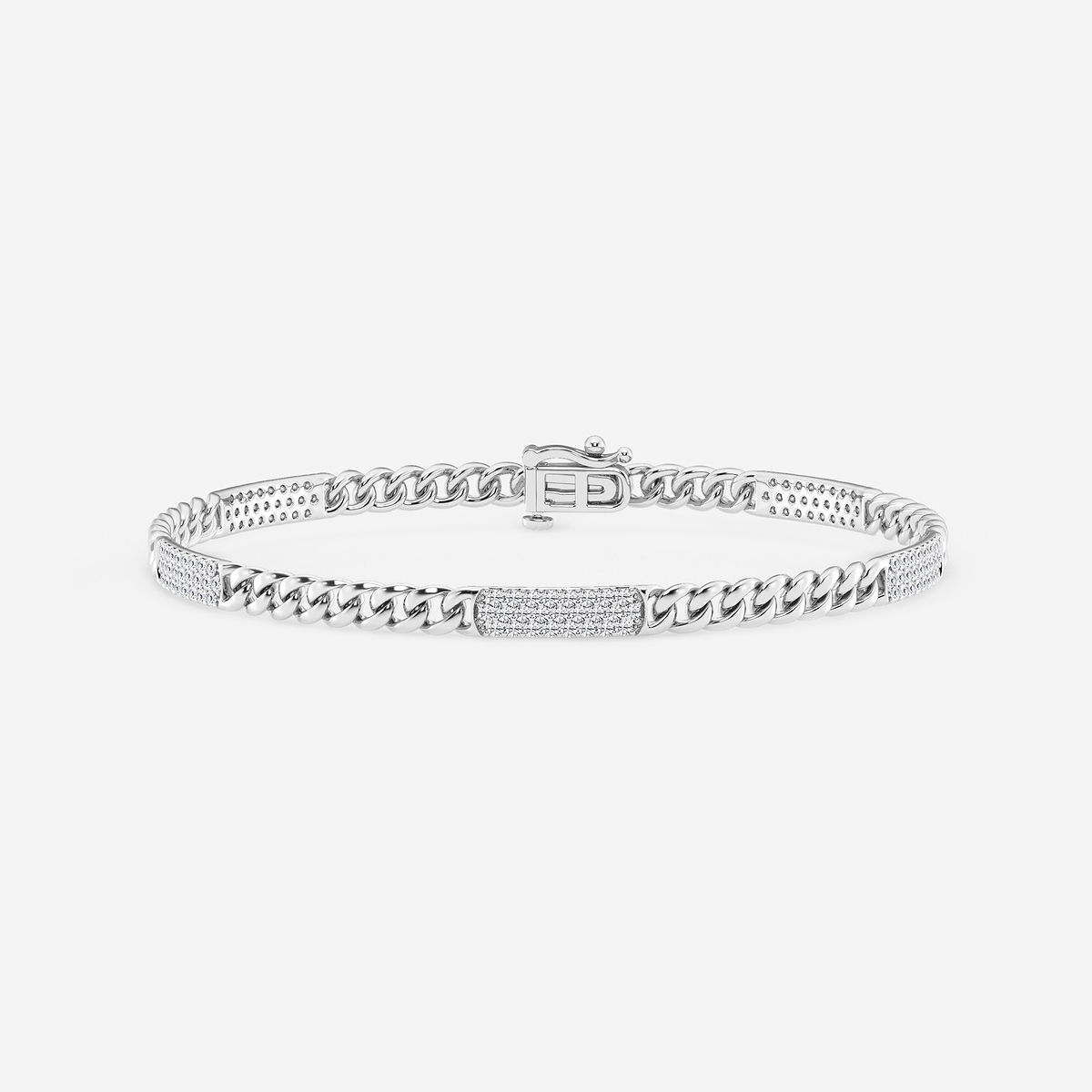 1/4 ctw Round Lab Grown Diamond Cuban Link Bracelet Inches Sterling  Silver, F, VS2