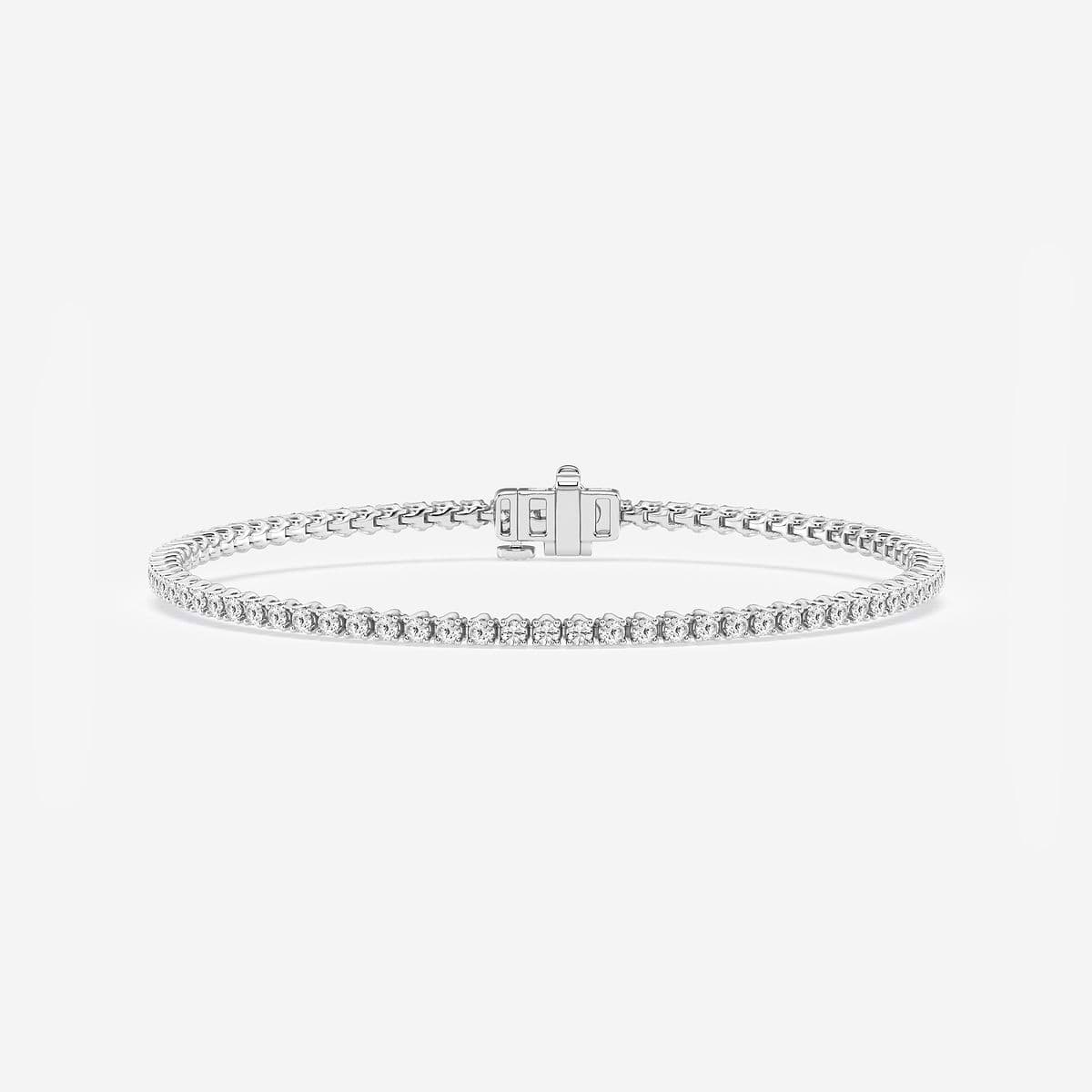 2 ctw Round Lab Grown Diamond Tulip Prong Tennis Bracelet - 7 Inches 14K White Gold, DE, VS1