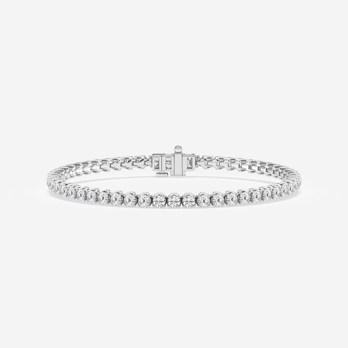5 ctw Round Lab Grown Diamond Tulip Prong Tennis Bracelet - 7.5 Inches 14K White Gold, F, VS2