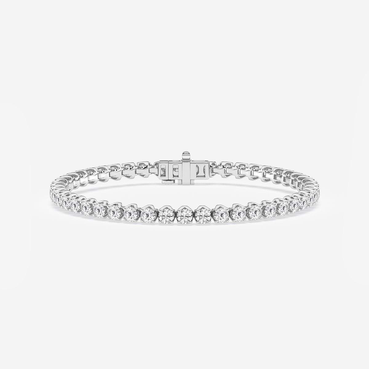 7 ctw Round Lab Grown Diamond Tulip Prong Tennis Bracelet - 7 Inches 14K White Gold, FG, VS2+