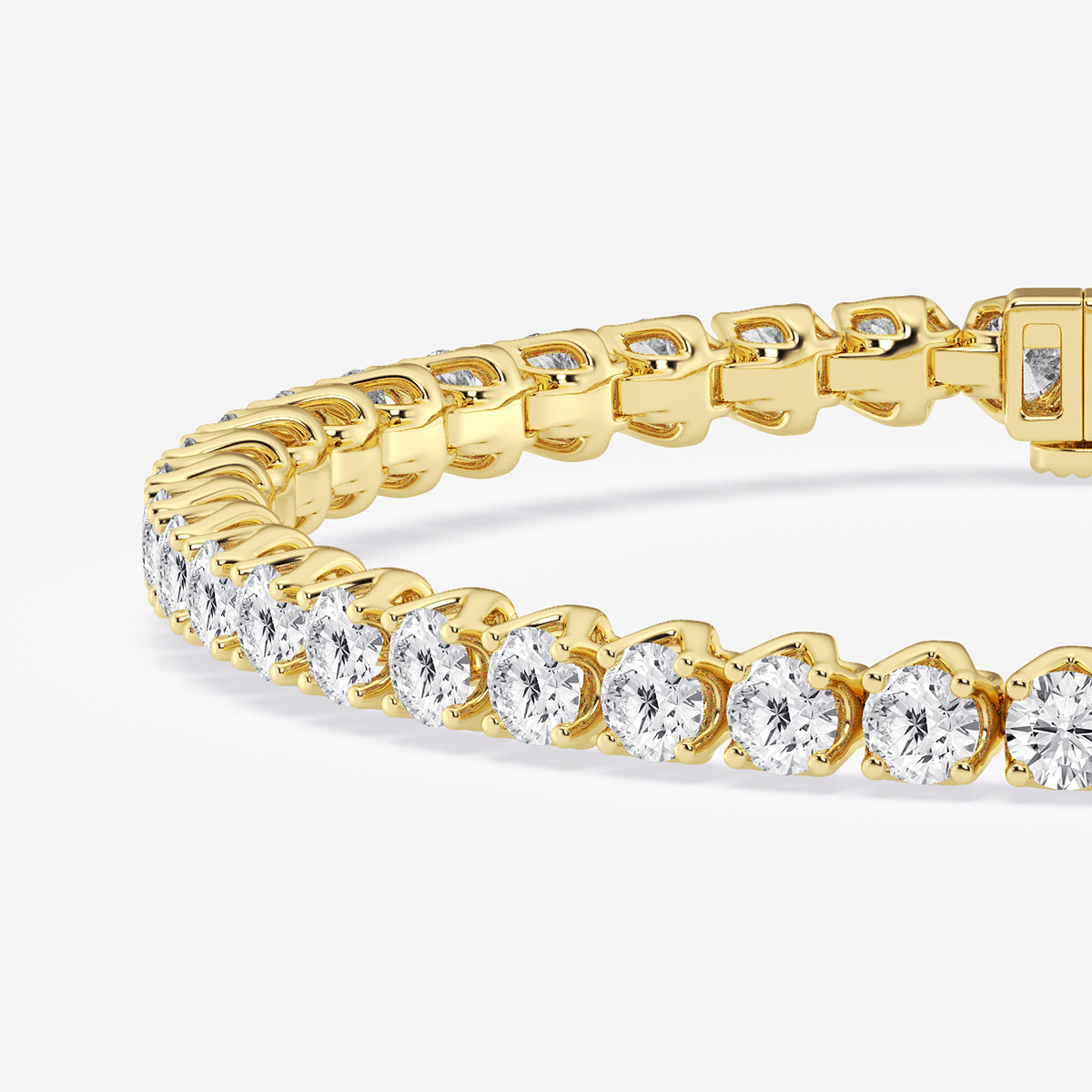ctw Round Lab Grown Diamond Tulip Prong Tennis Bracelet Inches  14K Yellow Gold, DE, VS1