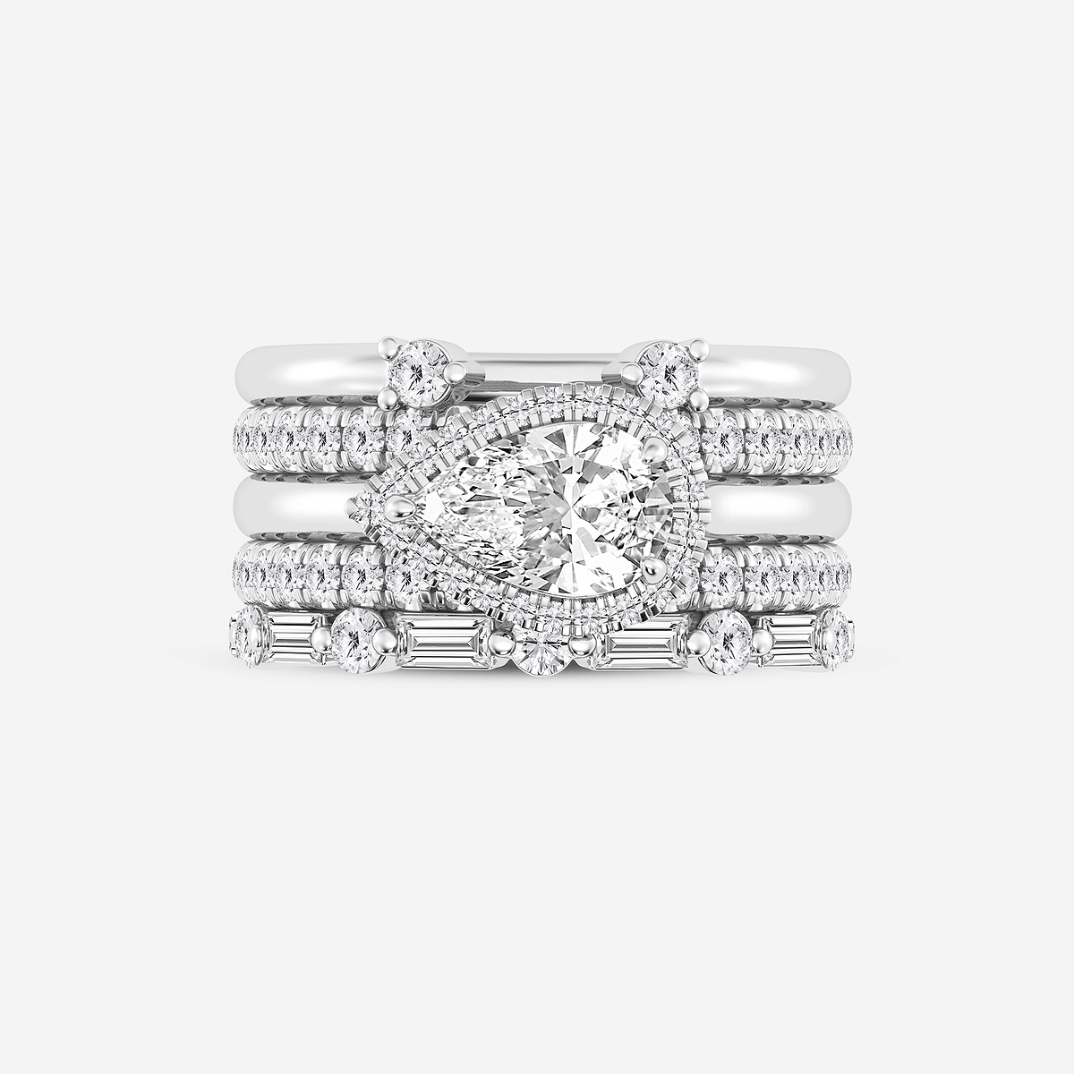 2 3/8 ctw Pear Lab Grown Diamond East-West Halo Stackable Ring