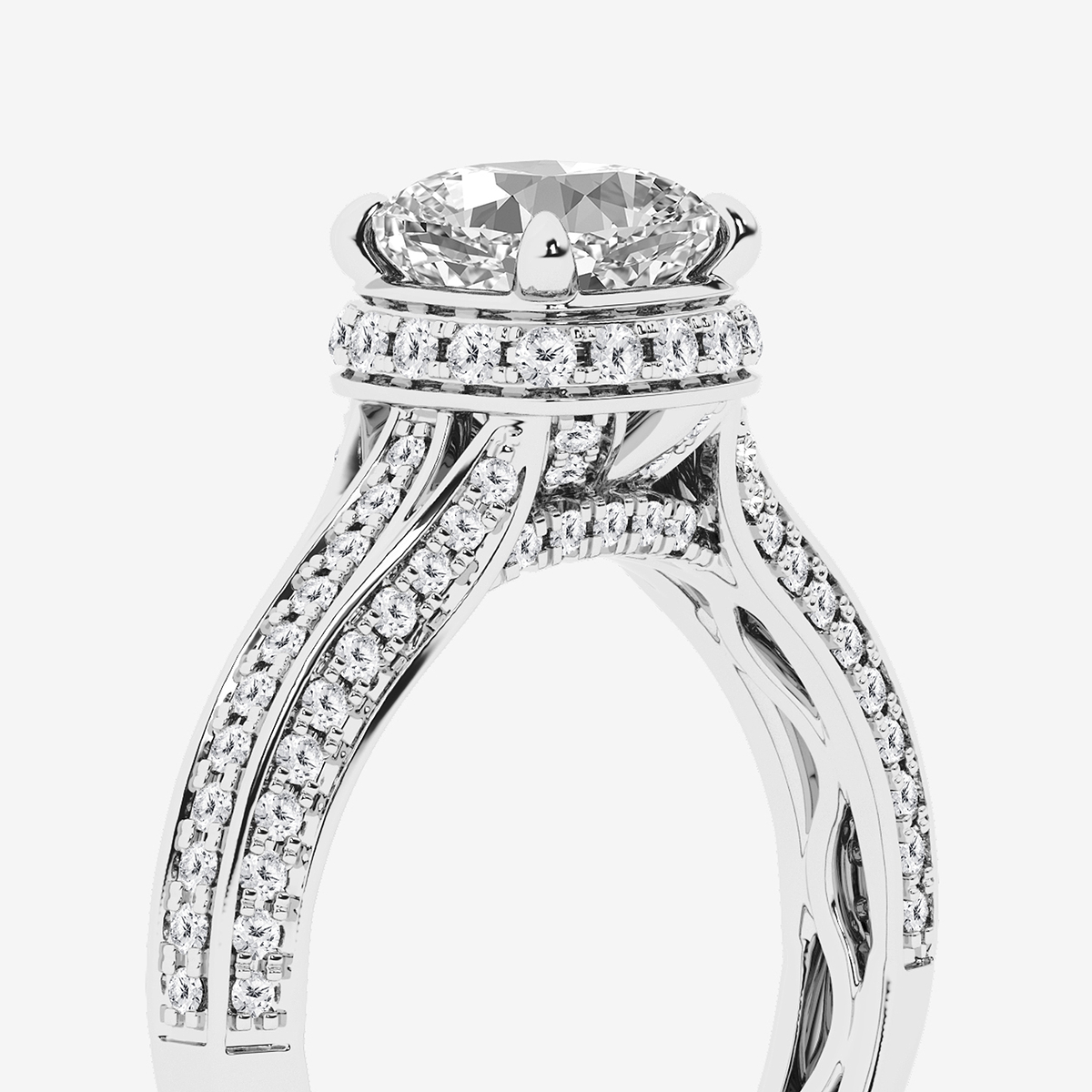 Additional Image 2 for  2 1/2 ctw Cushion Lab Grown Diamond Channel Band Halo Bridal Set
