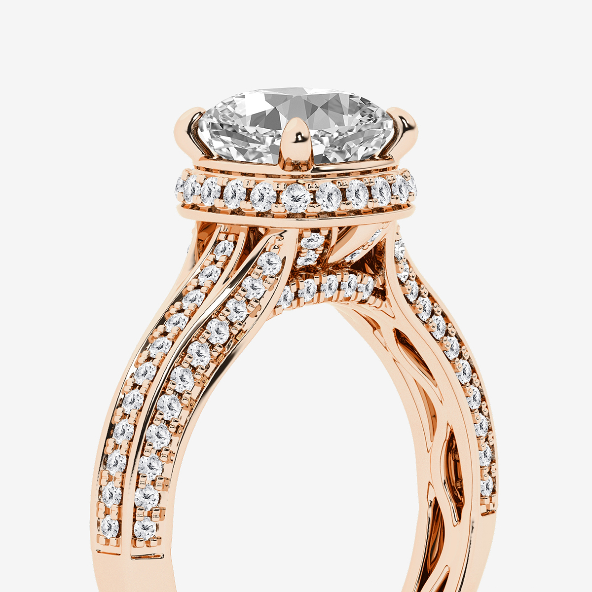 Additional Image 2 for  3 ctw Cushion Lab Grown Diamond Channel Band Halo Bridal Set