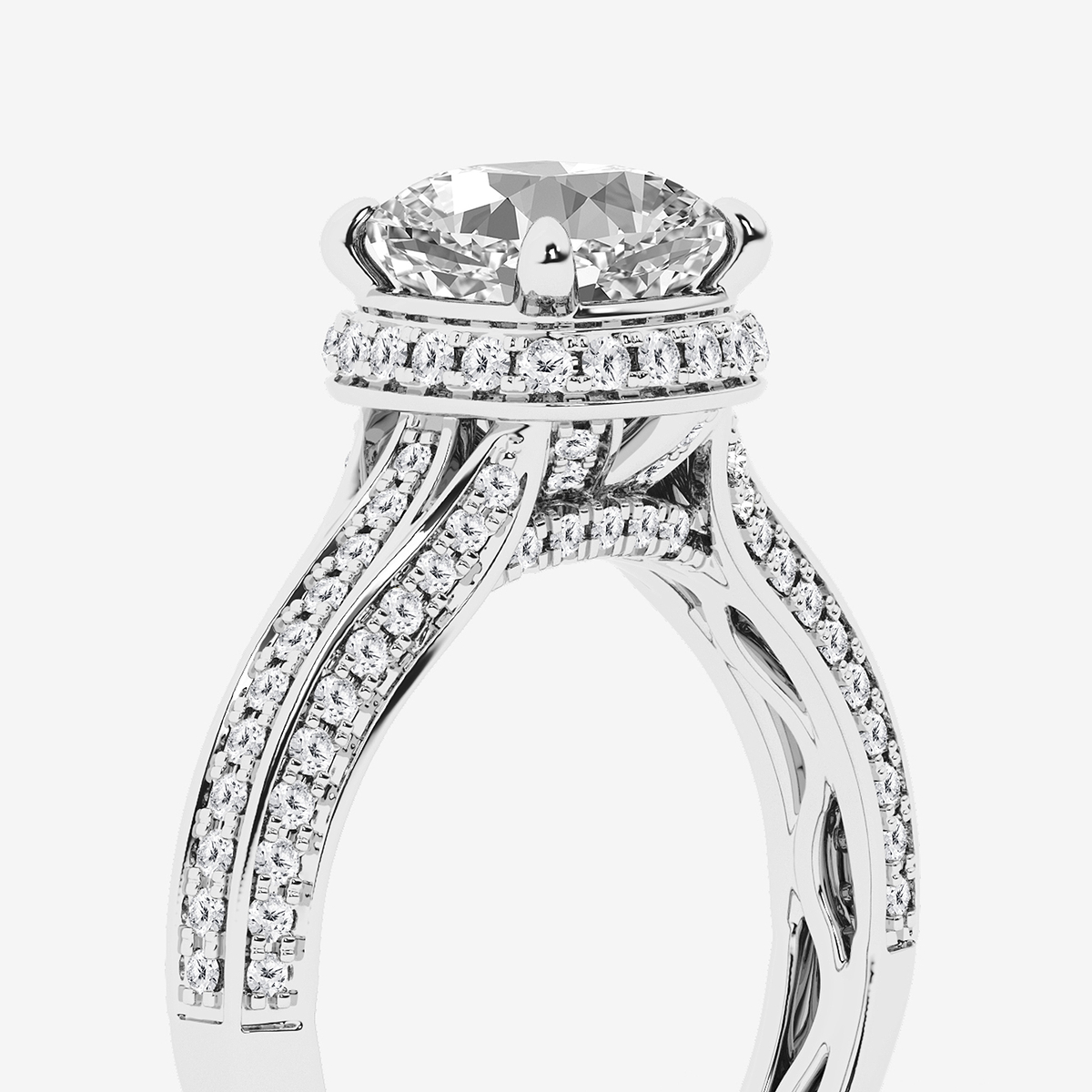 Additional Image 2 for  3 ctw Cushion Lab Grown Diamond Channel Band Halo Bridal Set
