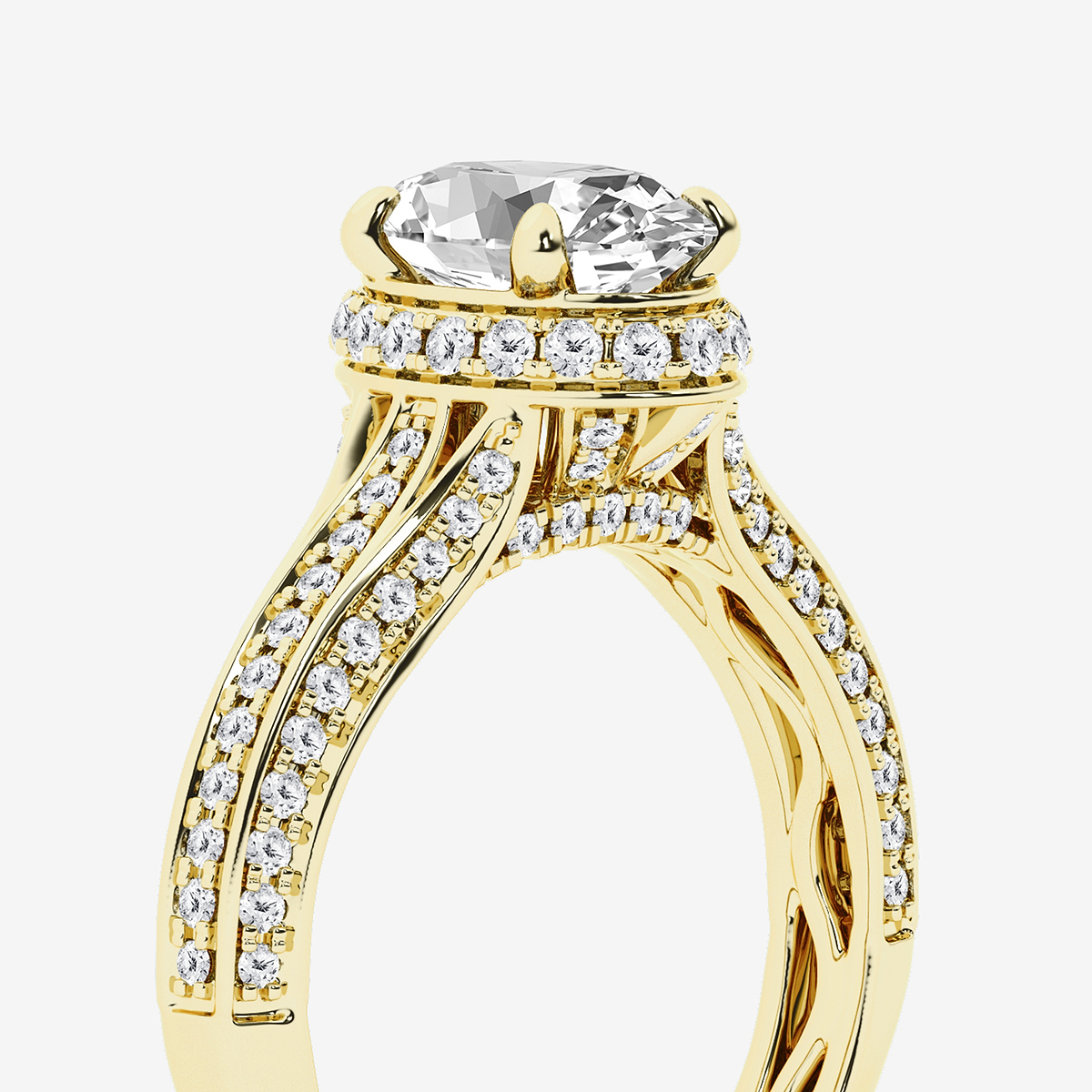 Additional Image 2 for  2 1/2 ctw Oval Lab Grown Diamond Channel Band Halo Bridal Set