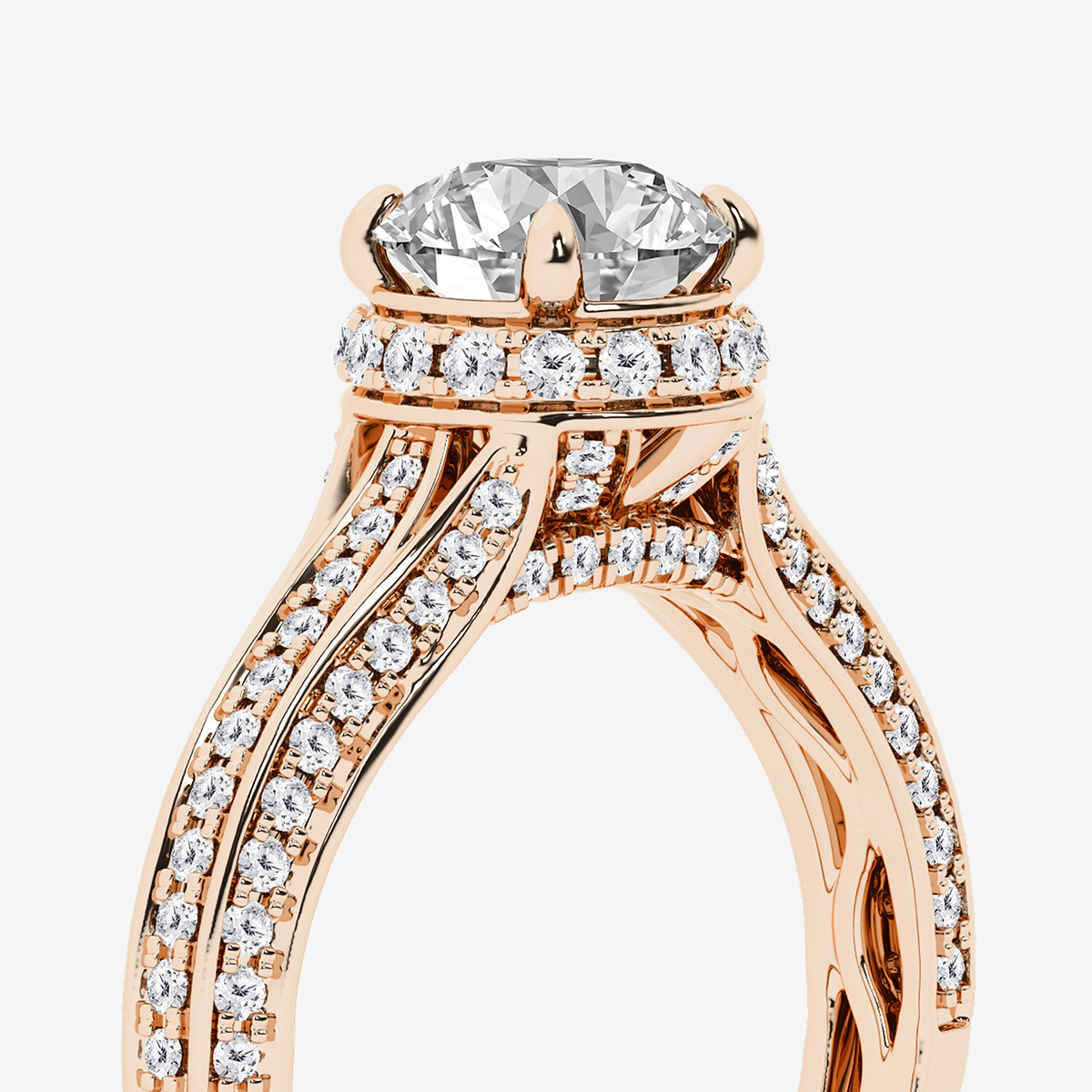 Additional Image 2 for  2 1/2 ctw Round Lab Grown Diamond Channel Band Halo Bridal Set