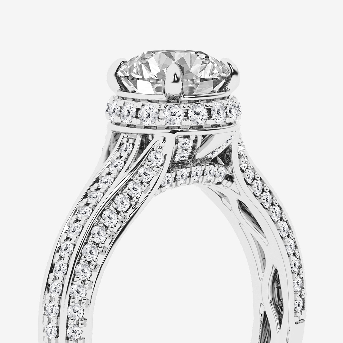 Additional Image 2 for  2 1/2 ctw Round Lab Grown Diamond Channel Band Halo Bridal Set