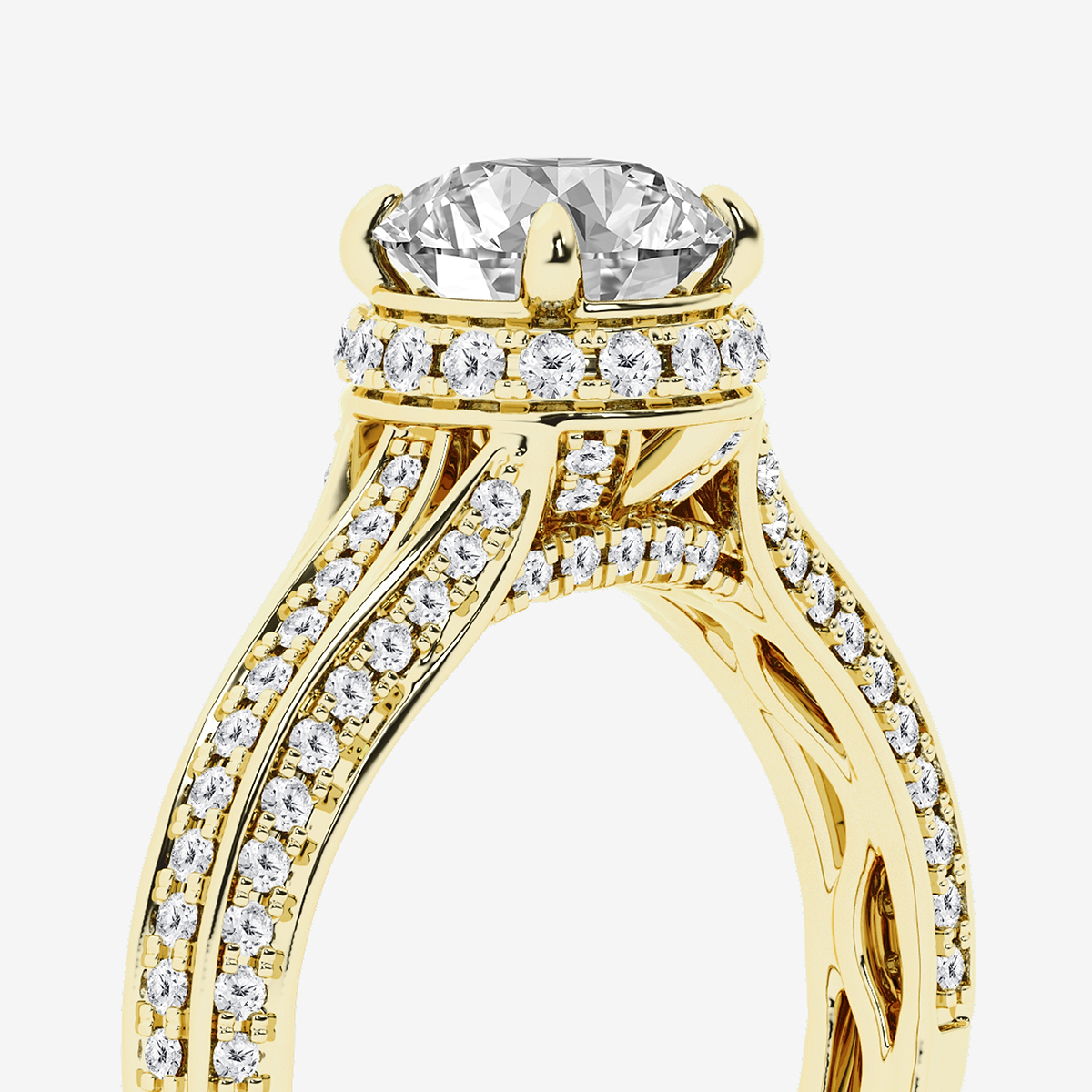 Additional Image 2 for  2 1/2 ctw Round Lab Grown Diamond Channel Band Halo Bridal Set