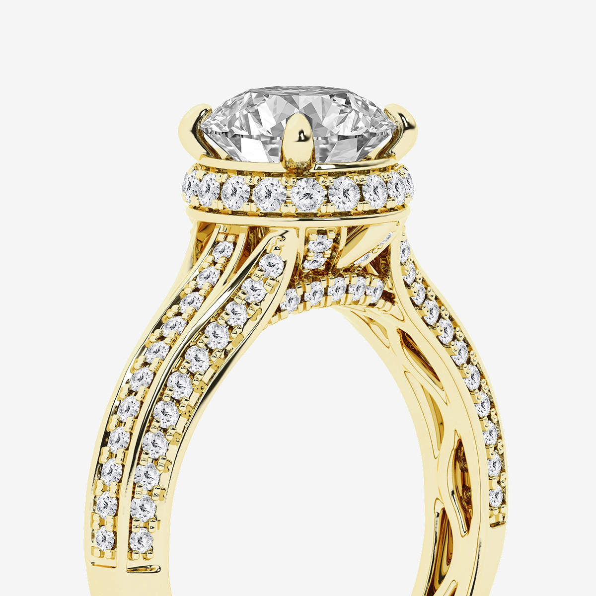 Additional Image 2 for  3 ctw Round Lab Grown Diamond Channel Band Halo Bridal Set