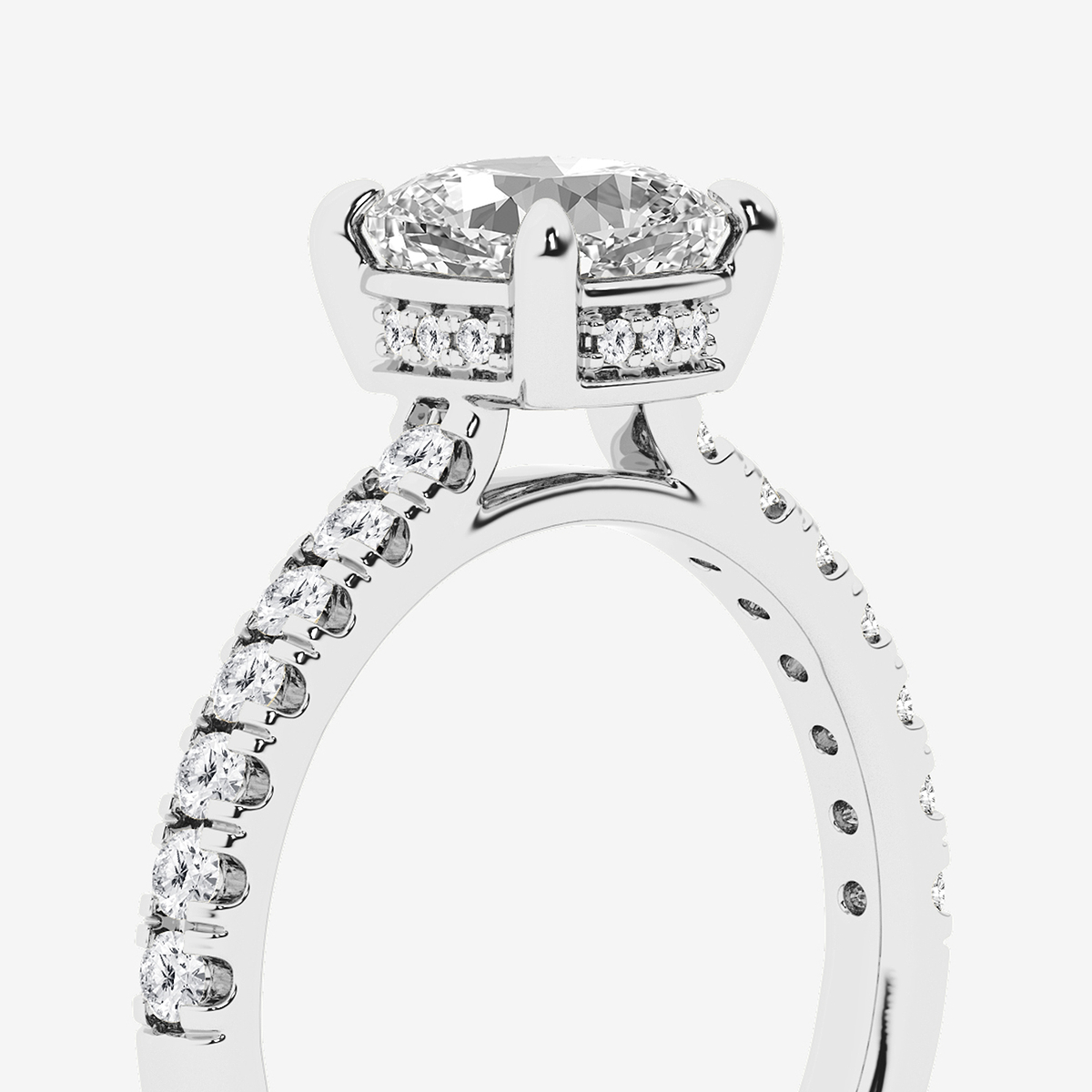 Additional Image 2 for  2 1/4 ctw Cushion Lab Grown Diamond Hidden Halo Bridal Set