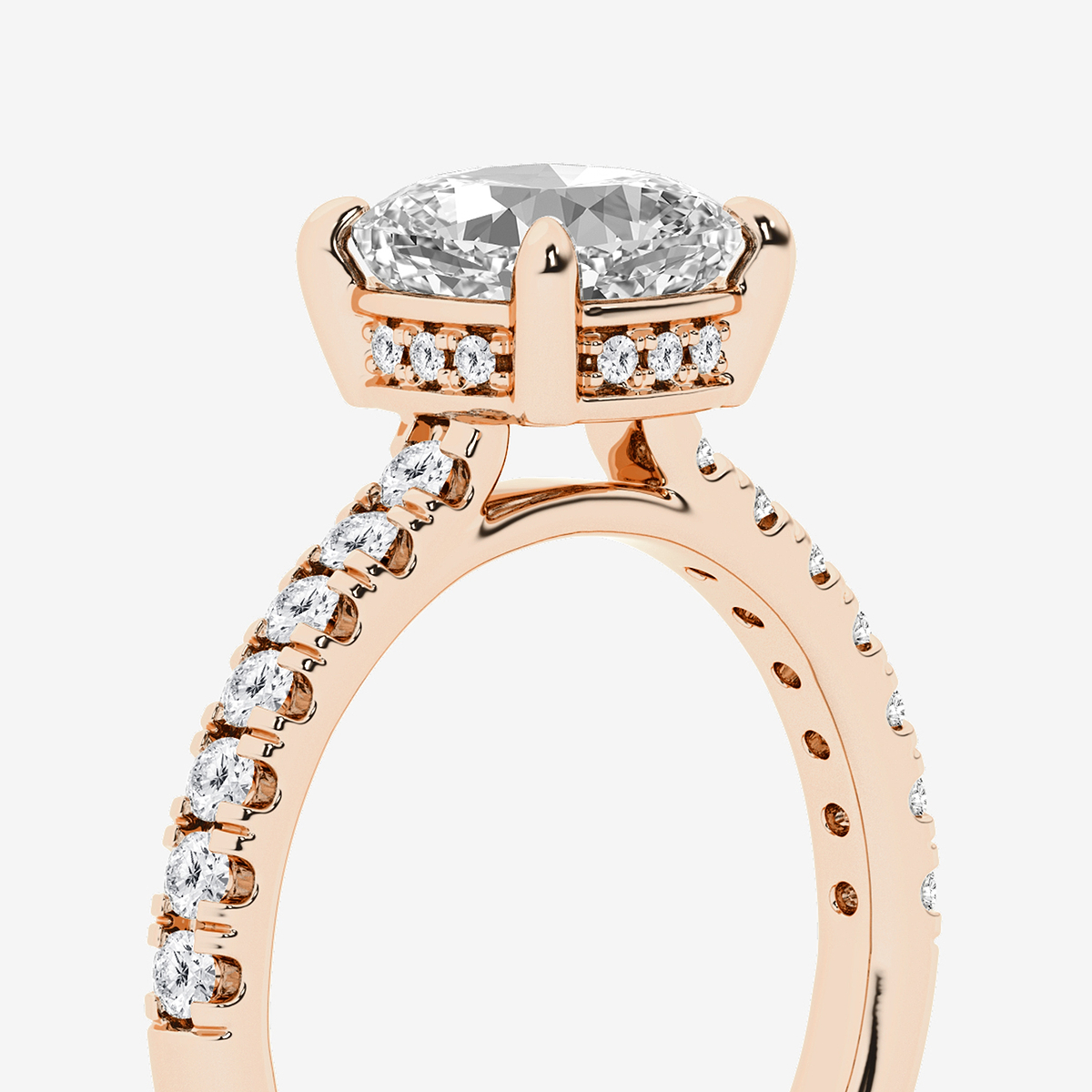 Additional Image 2 for  2 3/4 ctw Cushion Lab Grown Diamond Hidden Halo Bridal Set