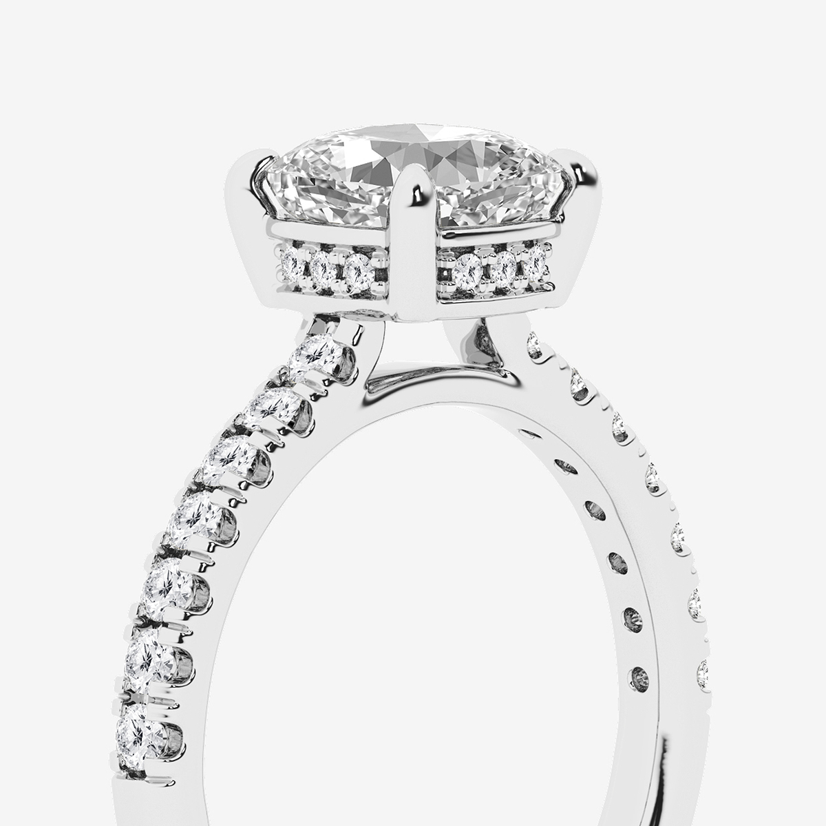 Additional Image 2 for  2 3/4 ctw Cushion Lab Grown Diamond Hidden Halo Bridal Set