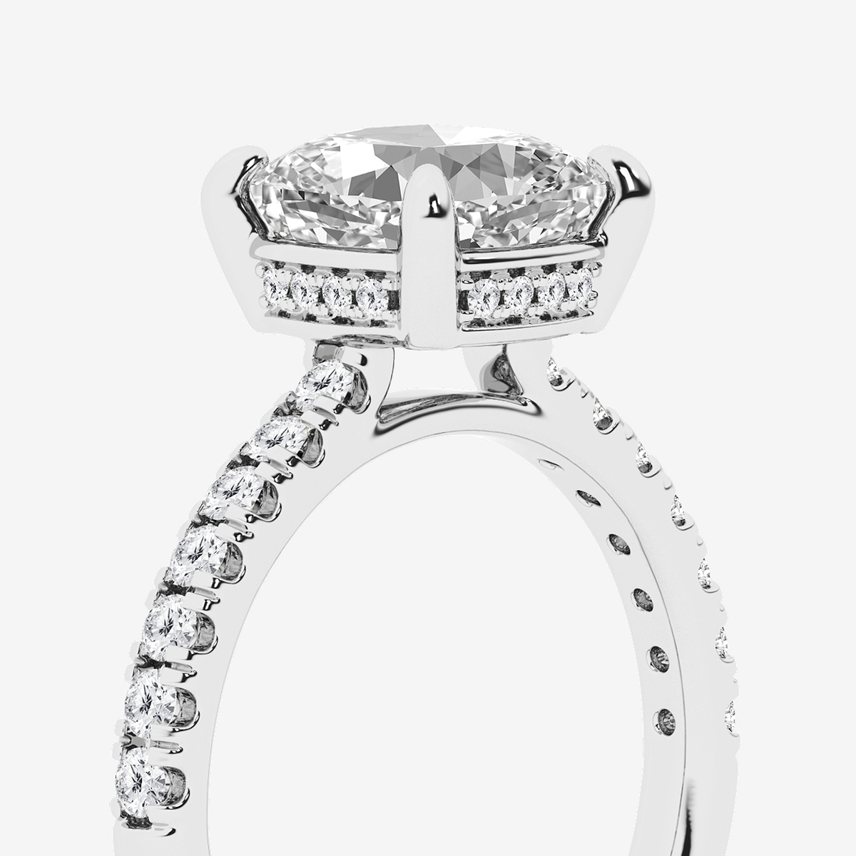 Additional Image 2 for  3 3/4 ctw Cushion Lab Grown Diamond Hidden Halo Bridal Set