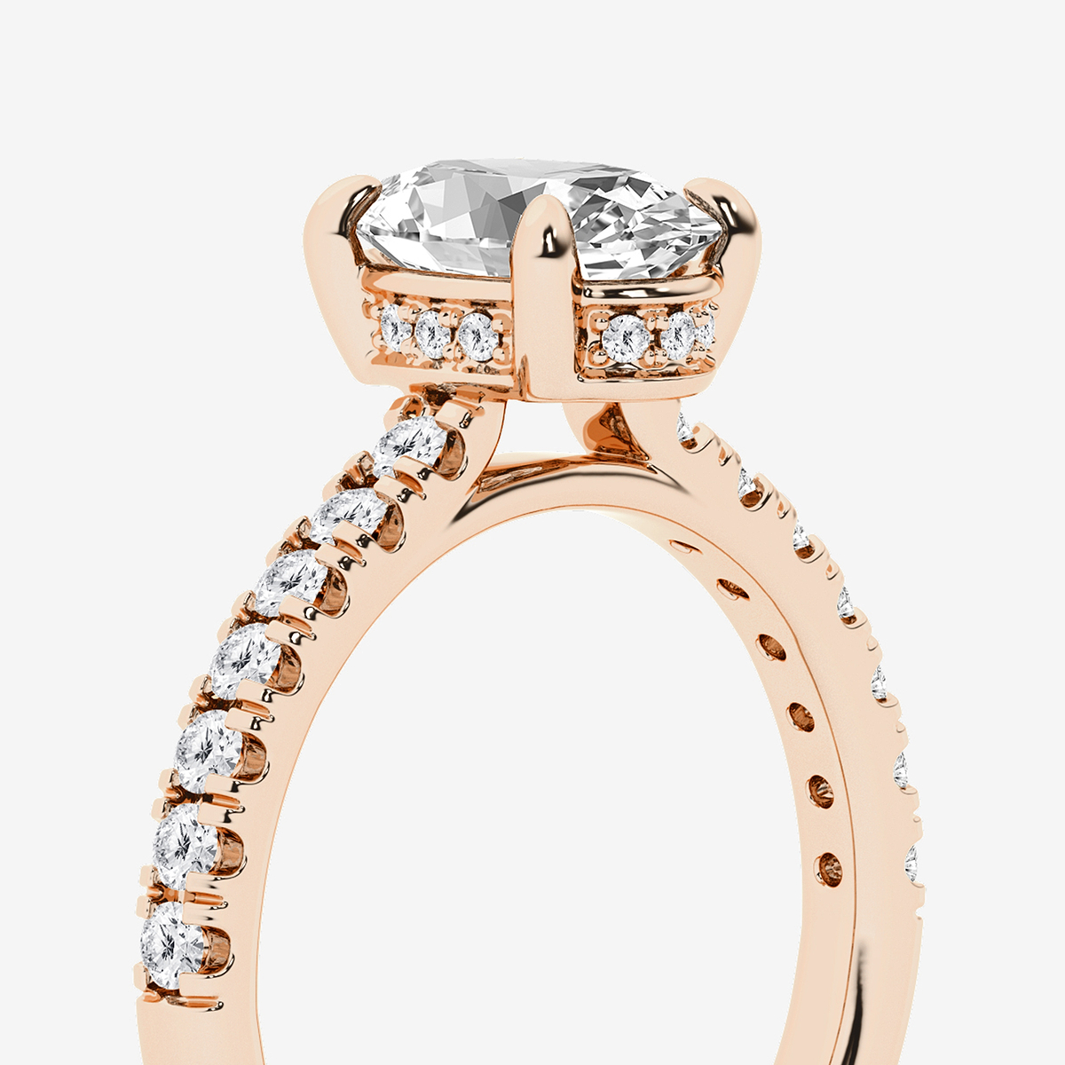 Additional Image 2 for  2 1/4 ctw Oval Lab Grown Diamond Hidden Halo Bridal Set
