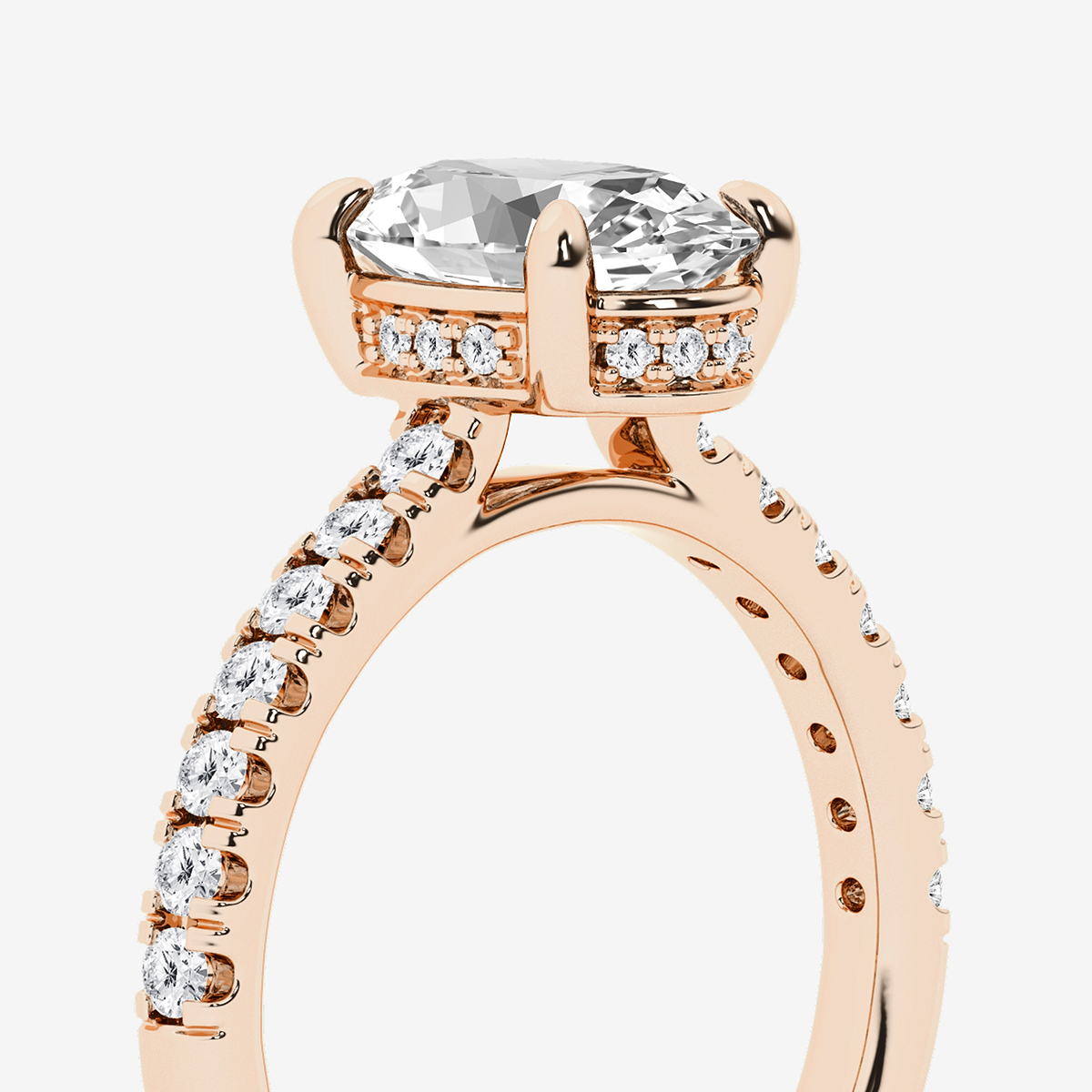 Additional Image 2 for  2 3/4 ctw Oval Lab Grown Diamond Hidden Halo Bridal Set
