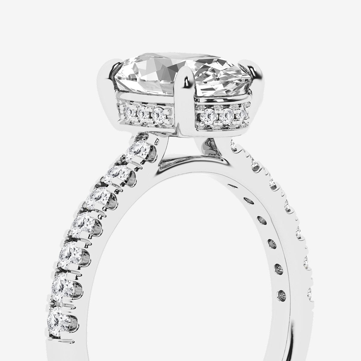 Additional Image 2 for  2 3/4 ctw Oval Lab Grown Diamond Hidden Halo Bridal Set