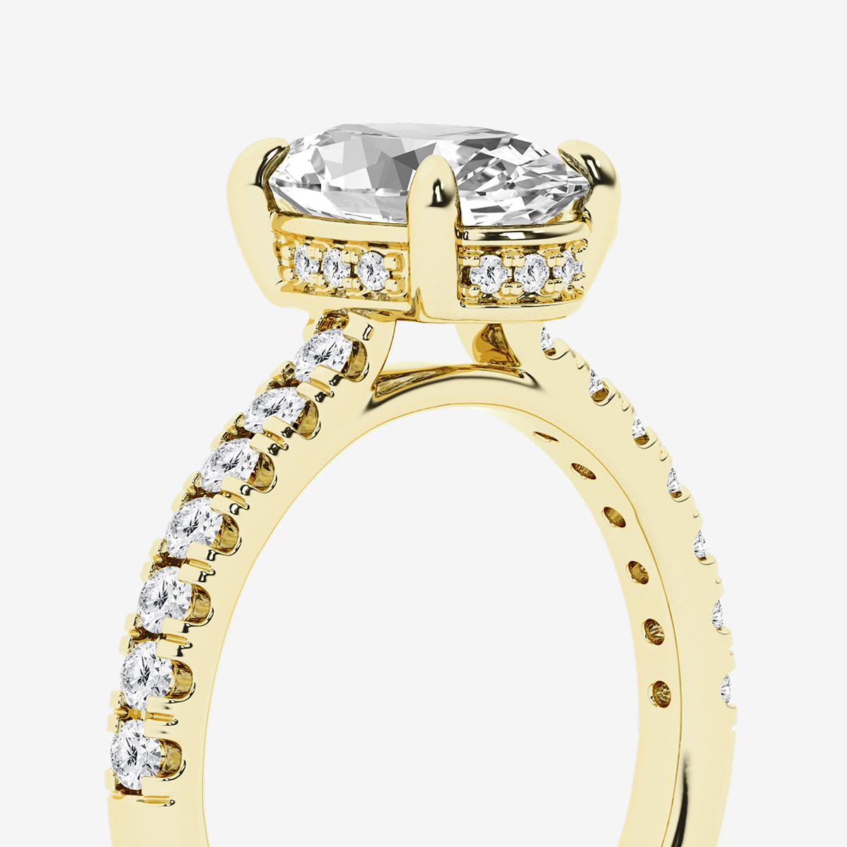 Additional Image 2 for  2 3/4 ctw Oval Lab Grown Diamond Hidden Halo Bridal Set