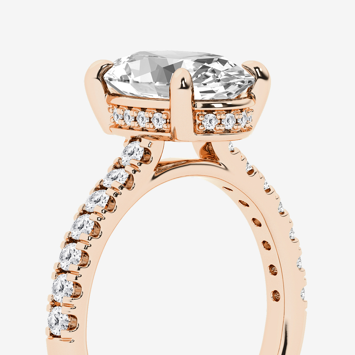 Additional Image 2 for  3 3/4 ctw Oval Lab Grown Diamond Hidden Halo Bridal Set