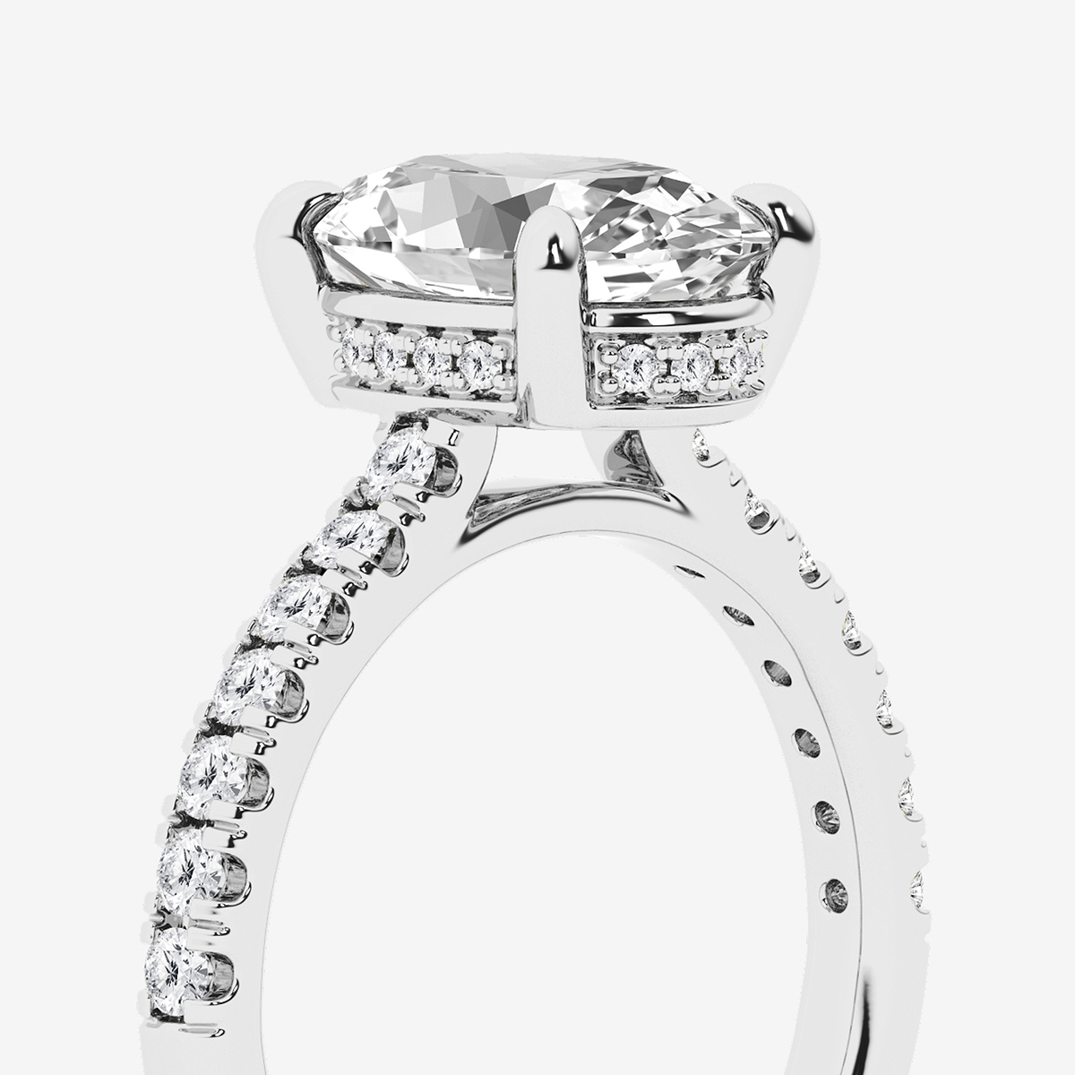 Additional Image 2 for  3 3/4 ctw Oval Lab Grown Diamond Hidden Halo Bridal Set