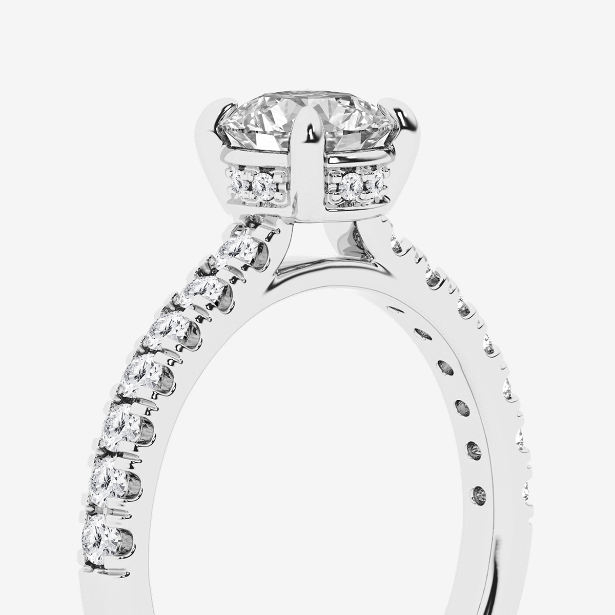 1 3/4 ctw Round Lab Grown Diamond Hidden Halo Bridal Set 14K White Gold, E, VS1