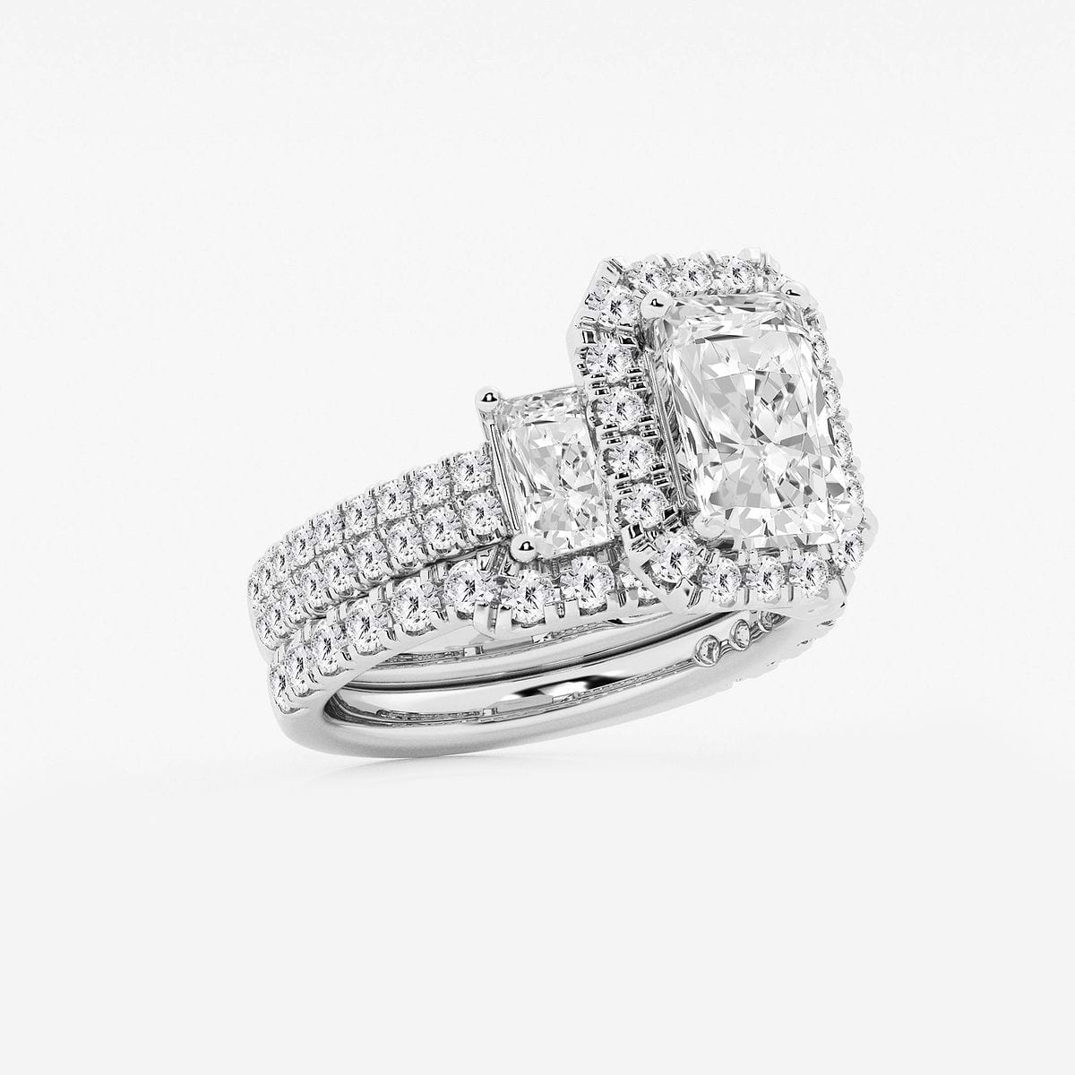 Additional Image 1 for  4 1/3 ctw Radiant Lab Grown Diamond Bridal Set