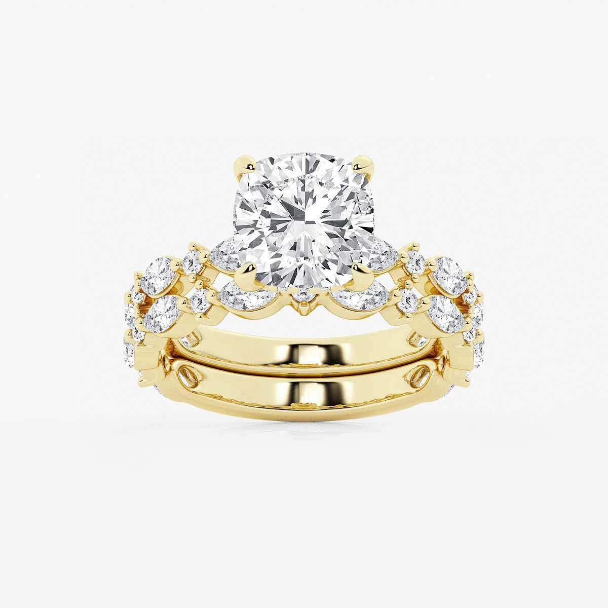 4 2/5 ctw Cushion Lab Grown Diamond Bridal Set