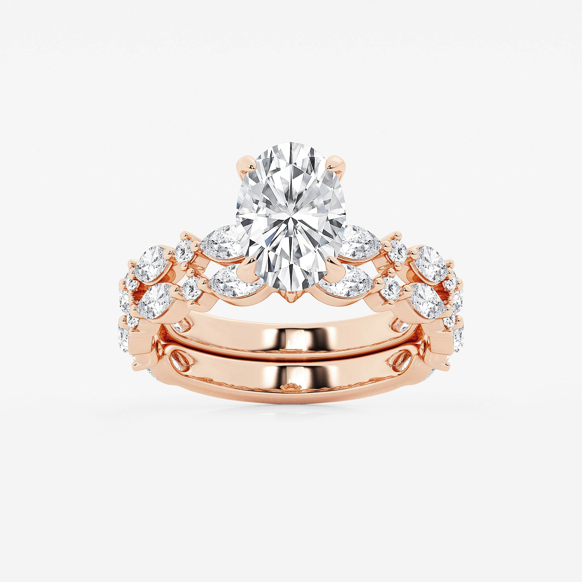 3 2/5 ctw Oval Lab Grown Diamond Bridal Set