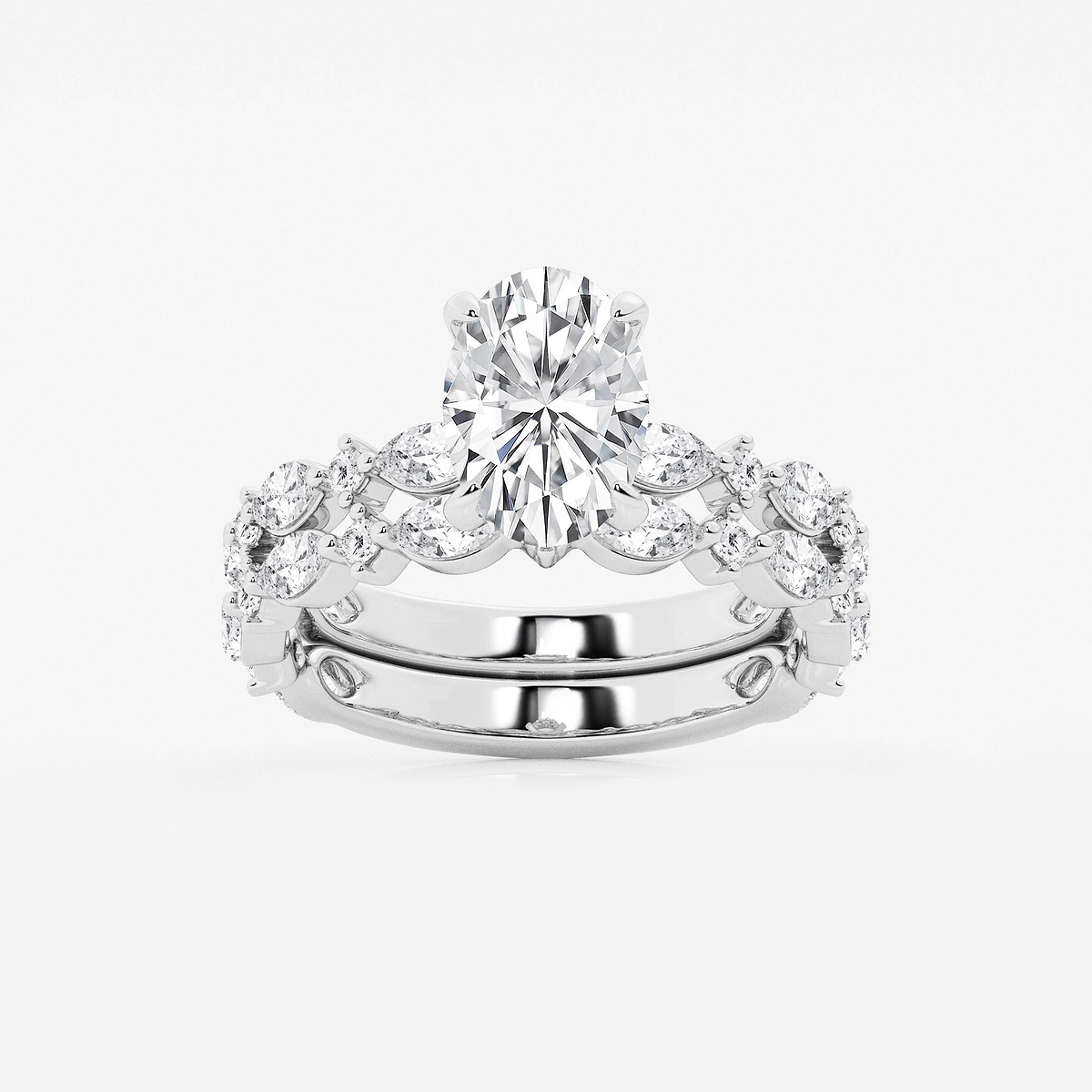 3 2/5 ctw Oval Lab Grown Diamond Bridal Set