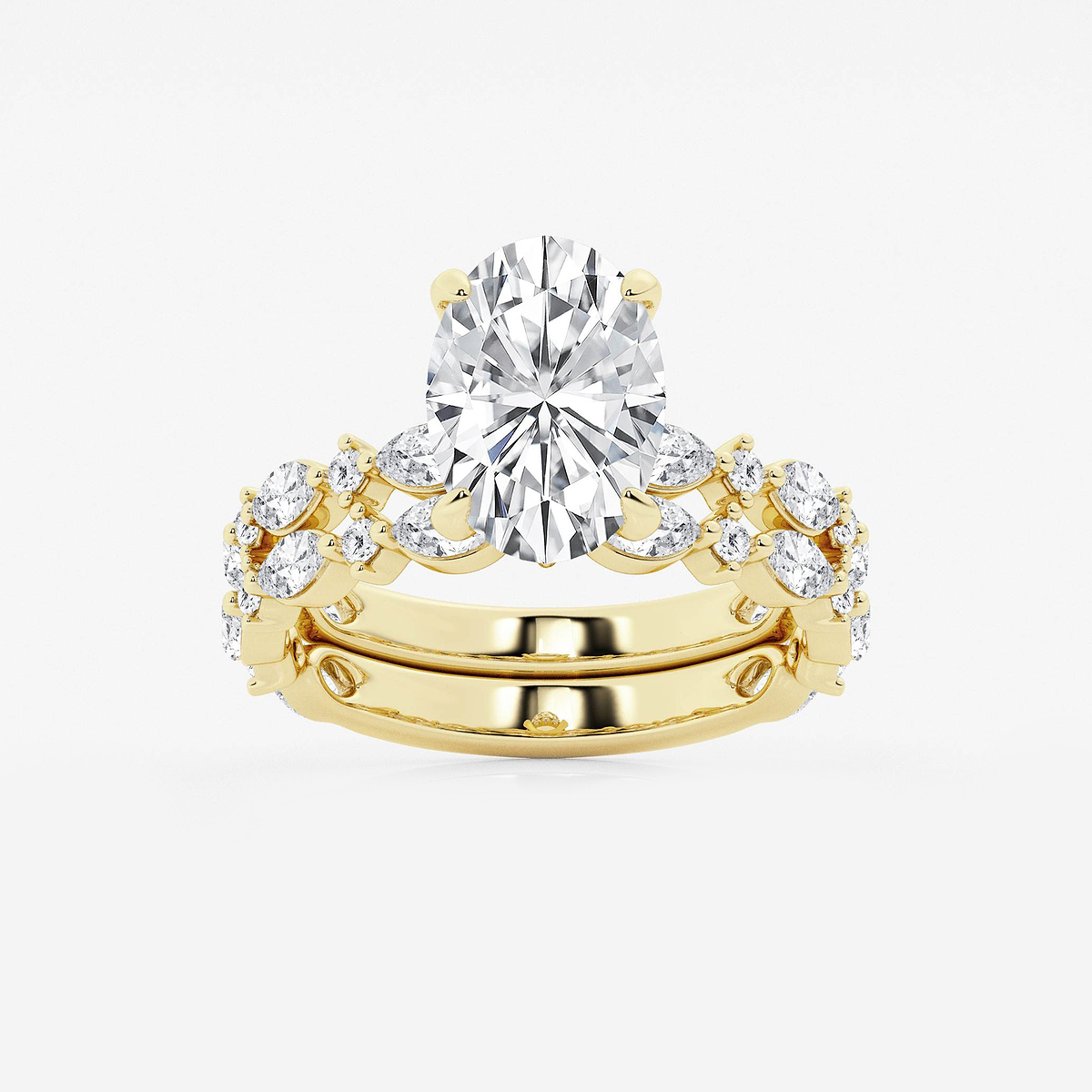 4 2/5 ctw Oval Lab Grown Diamond Bridal Set