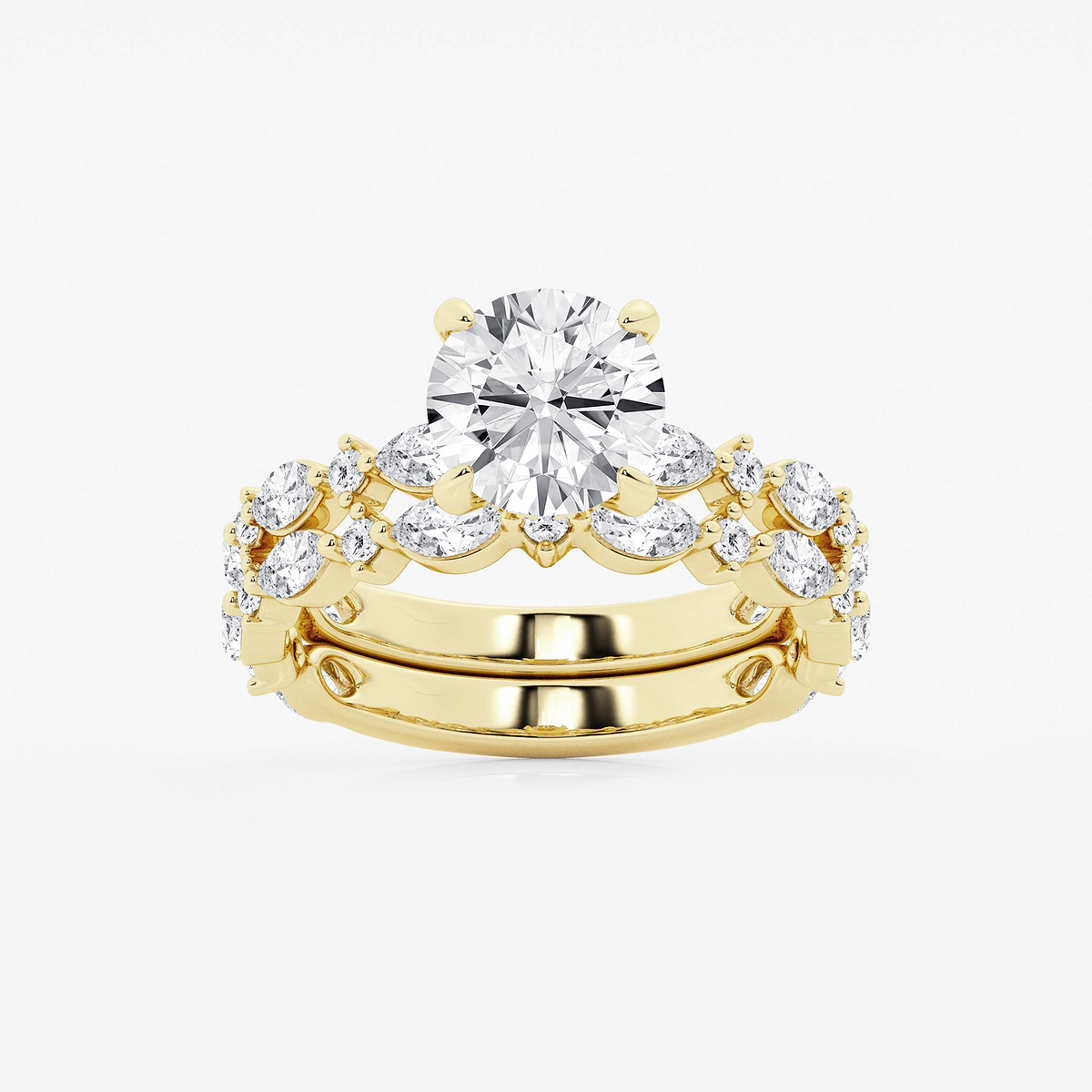 3 2/5 ctw Round Lab Grown Diamond Bridal Set