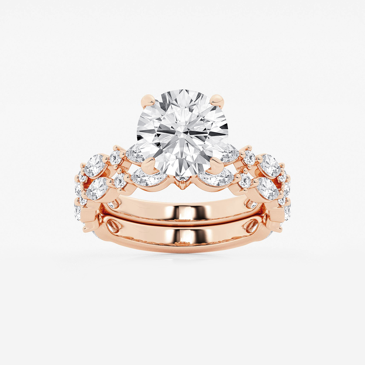 4 2/5 ctw Round Lab Grown Diamond Bridal Set