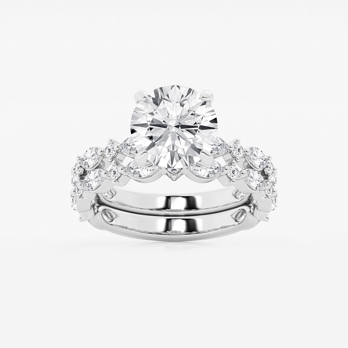 4 2/5 ctw Round Lab Grown Diamond Bridal Set