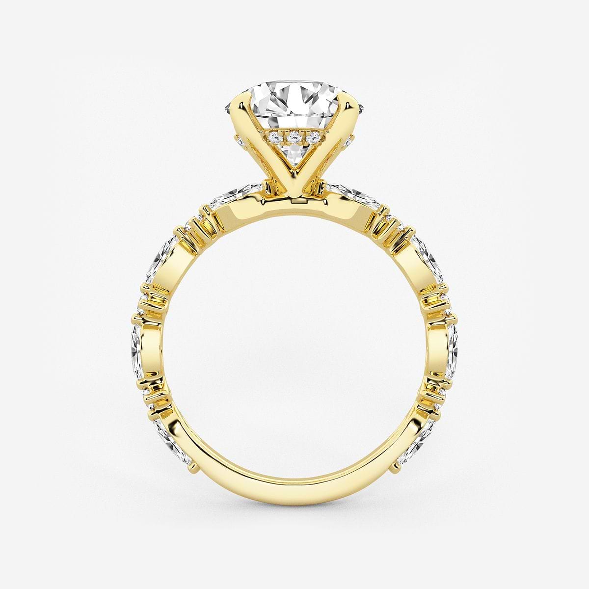 4 2/5 ctw Round Lab Grown Diamond Bridal Set 14K Yellow Gold, F, VS2